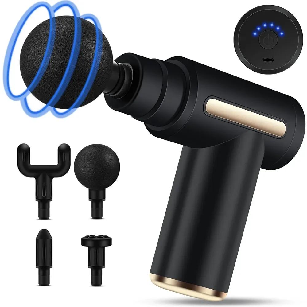 Portable Deep Tissue Massage Gun – Quiet Muscle Recovery Massager with 4 Heads