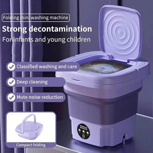 Portable Foldable Mini Washing Machine – Compact Travel Laundry Washer