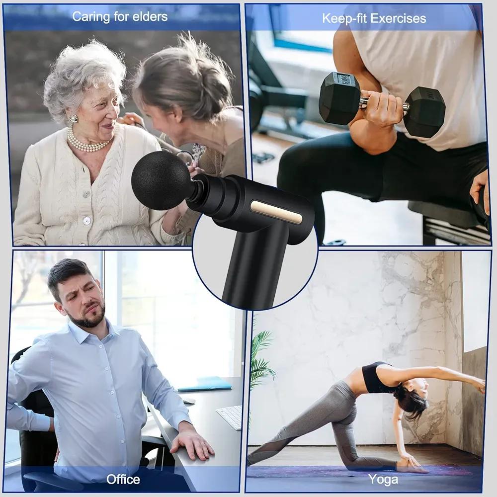 Portable Deep Tissue Massage Gun – Quiet Muscle Recovery Massager with 4 Heads