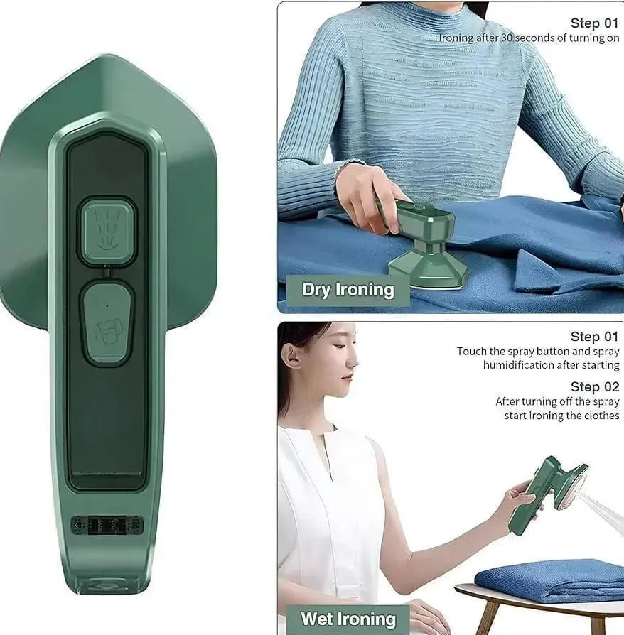 2-in-1 Portable Mini Steam Iron – Dry & Wet Ironing for Clothes Travel Friendly