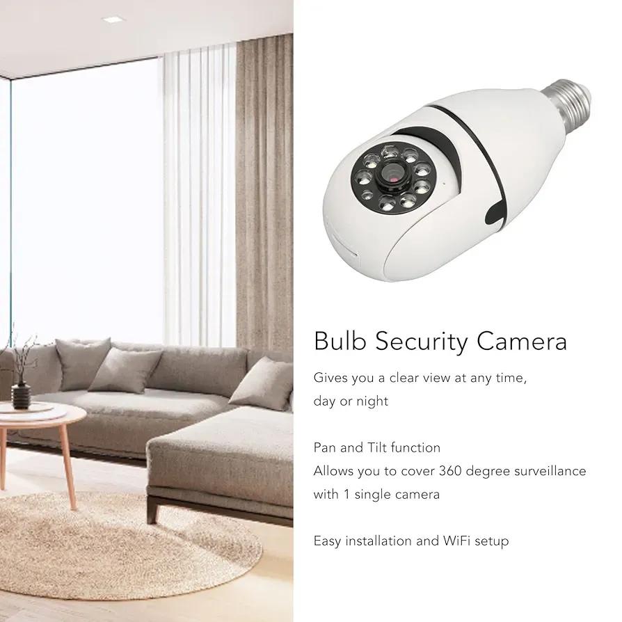 360° Smart WiFi Bulb Security Camera – 1080P HD Wireless IP Camera with Night Vision & Mobile Control