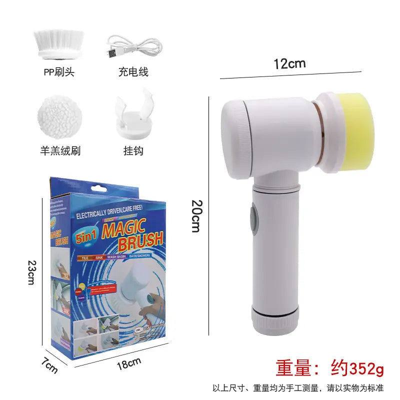 5-in-1 Cordless Electric Cleaning Brush – Multi-Purpose Power Scrubber for Kitchen, Bathroom & Home
